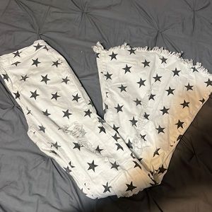 super cute white with black star bell bottoms!!